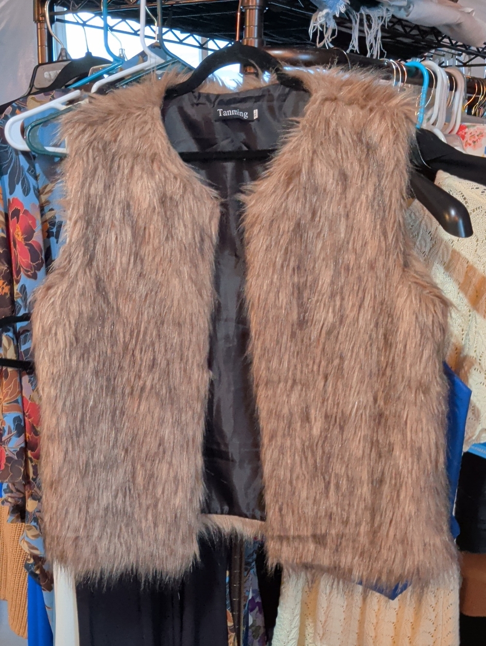 Taupe Faux Fur Vest - Women's Sleeveless Layering Vest